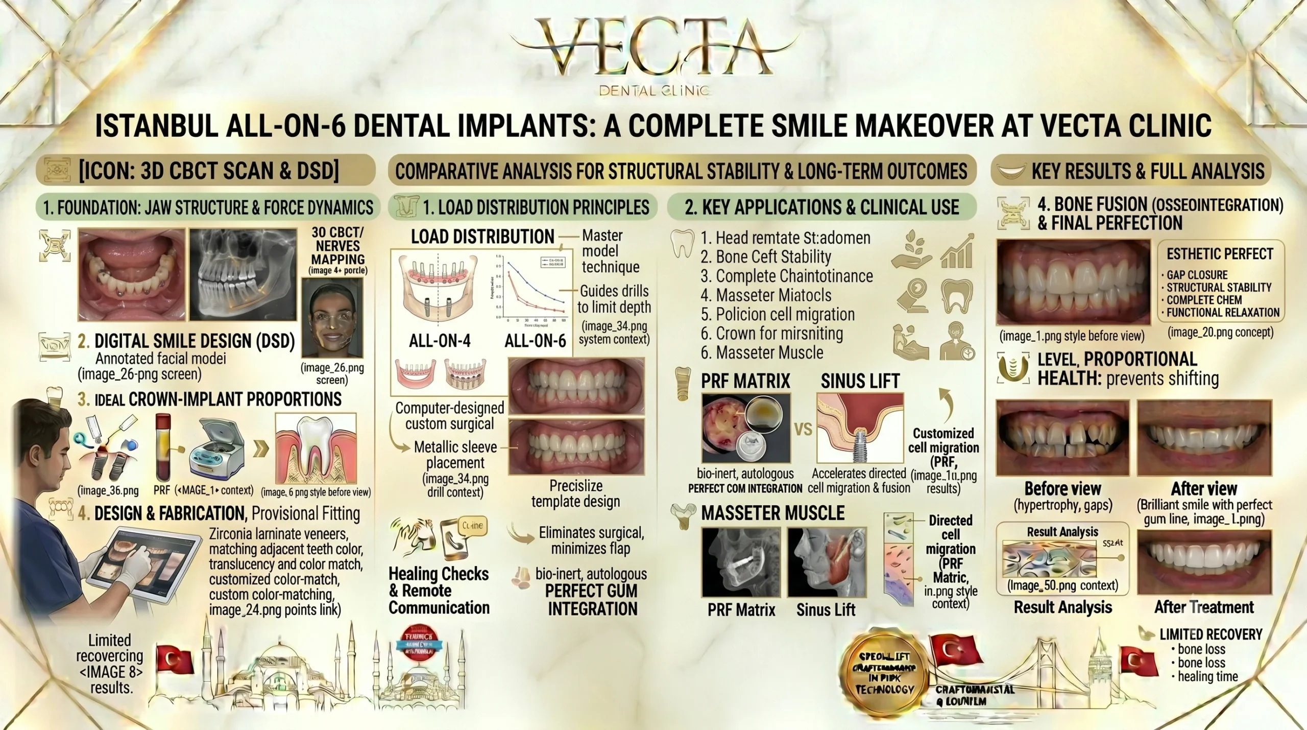 Premium All-on-6 dental implants treatment at Vecta Dental Clinic Istanbul