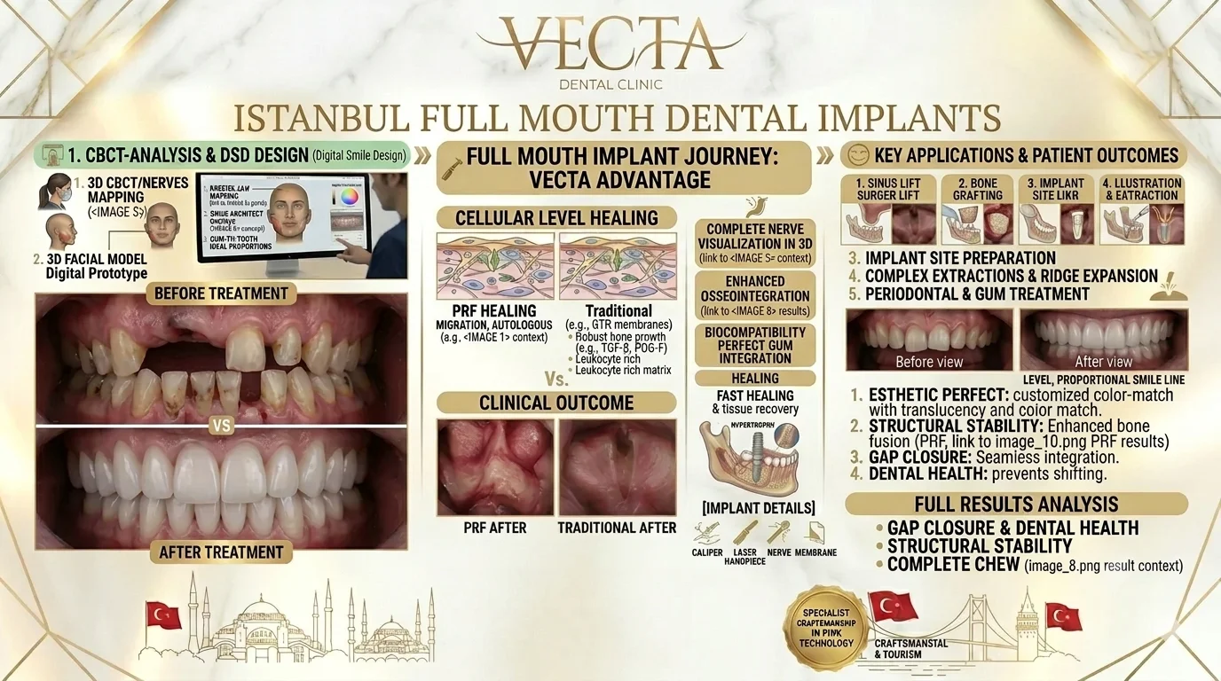 Premium full mouth dental implants treatment at Vecta Dental Clinic Istanbul